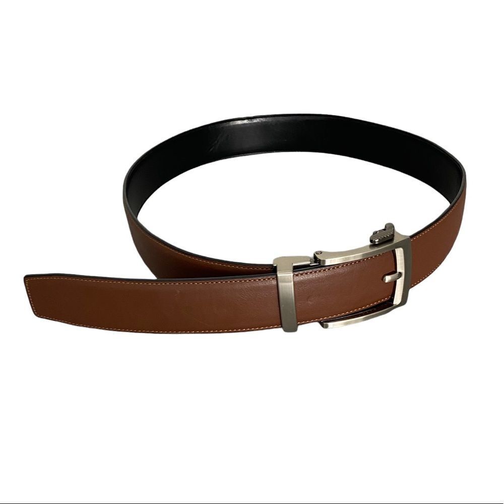 Men's Brown Belt Silver Buckle Men's Size 28 Preppy Office Business Casual